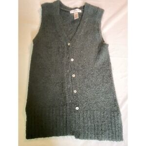 Jones New York Emerald Gr M Sweater Vest Buttons Layering Lagenlook Classic